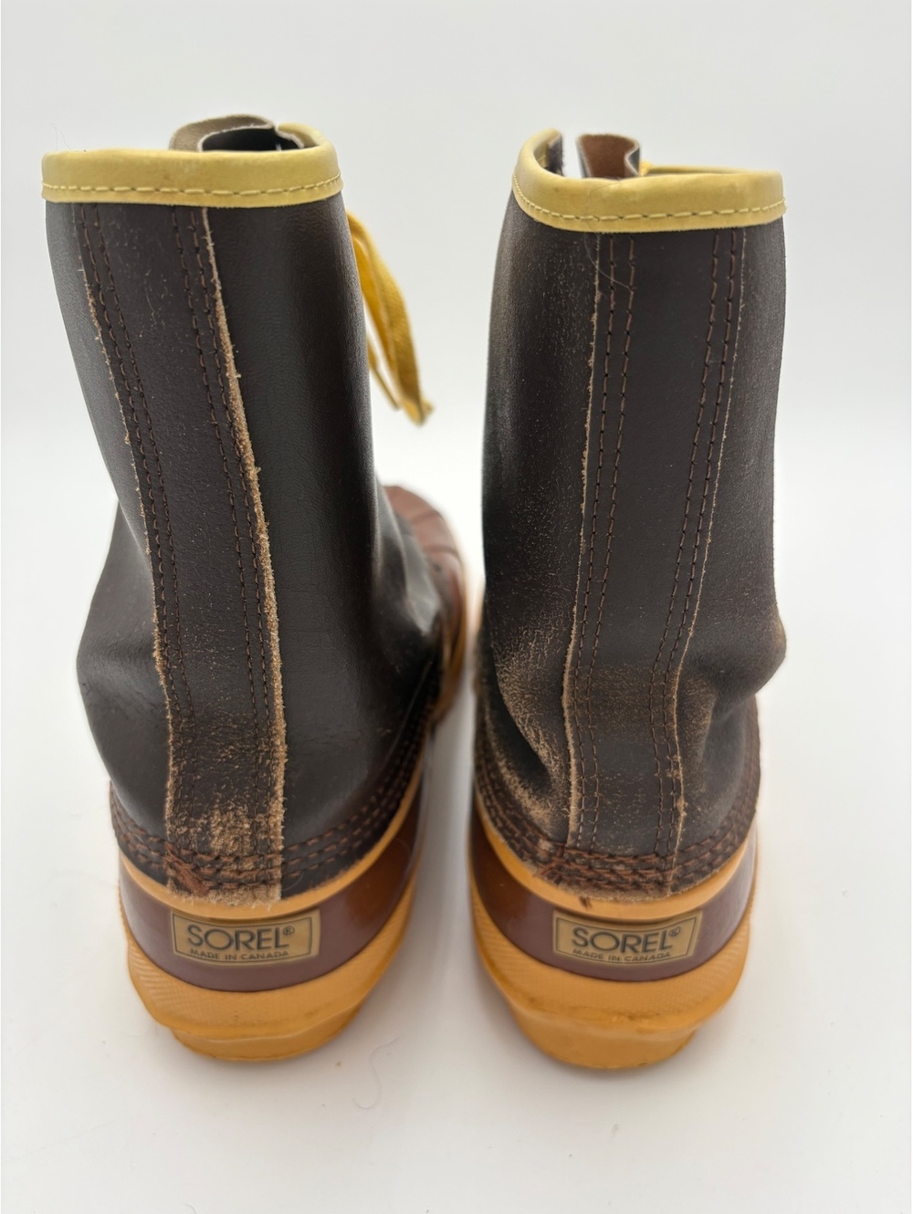 Sorel Arctic Pac Wool Lined Vintage Woman sz 10 Winter Boots Brown and Yellow - Picture 9 of 9